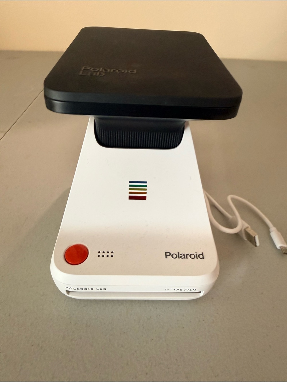 Polaroid White Photo Lab with Black Top and Orange Button